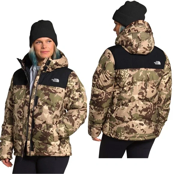 THE NORTH FACE BALHAM DOWN PUFFER JACKET INSULATED CAMOU HOODIE - Picture 1 of 8